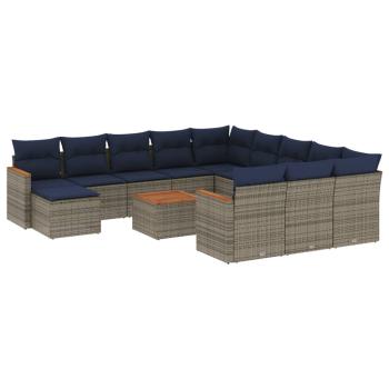 13-teiliges Gartensofa-Set mit Kissen, grau, Polyrattan
