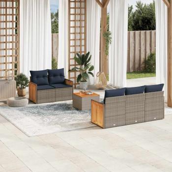 ARDEBO.de - 6-teiliges Gartensofa-Set mit Kissen, grau, Polyrattan