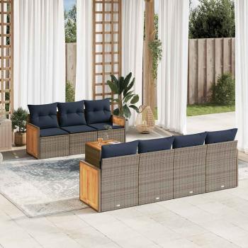 ARDEBO.de - 8-teiliges Gartensofa-Set mit Kissen, grau, Polyrattan
