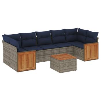 ARDEBO.de - 8-teiliges Gartensofa-Set mit Kissen, grau, Polyrattan