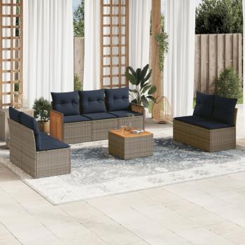 ARDEBO.de - 8-teiliges Gartensofa-Set mit Kissen, grau, Polyrattan