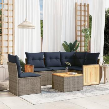ARDEBO.de - 6-teiliges Gartensofa-Set mit Kissen, grau, Polyrattan