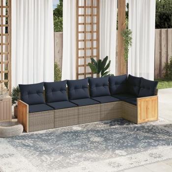 ARDEBO.de - 6-teiliges Gartensofa-Set mit Kissen, grau, Polyrattan