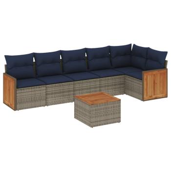 7-teiliges Gartensofa-Set mit Kissen, grau, Polyrattan