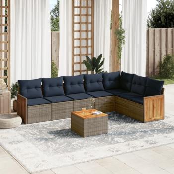 ARDEBO.de - 8-teiliges Gartensofa-Set mit Kissen, grau, Polyrattan