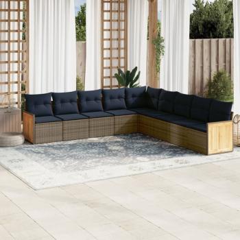 ARDEBO.de - 9-teiliges Gartensofa-Set mit Kissen, grau, Polyrattan