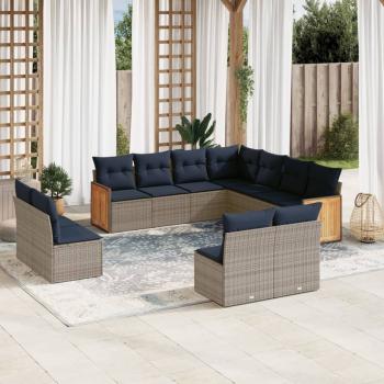 ARDEBO.de - 11-teiliges Gartensofa-Set mit Kissen, grau, Polyrattan