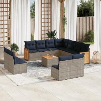 ARDEBO.de - 12-teiliges Gartensofa-Set mit Kissen, grau, Polyrattan