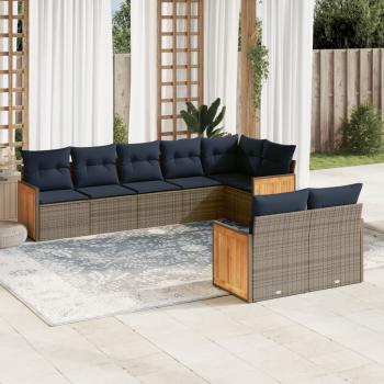 ARDEBO.de - 8-teiliges Gartensofa-Set mit Kissen, grau, Polyrattan