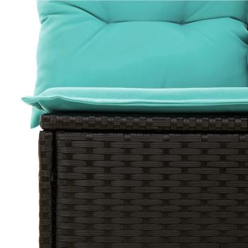 6-teiliges Gartensofa-Set mit Kissen, schwarzes Polyrattan