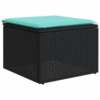 7-teiliges Gartensofa-Set mit Kissen, schwarzes Polyrattan