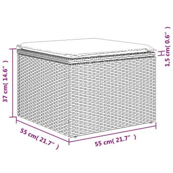 8-teiliges Gartensofa-Set mit Kissen, grau, Polyrattan