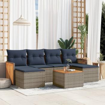 ARDEBO.de - 7-teiliges Gartensofa-Set mit Kissen, grau, Polyrattan