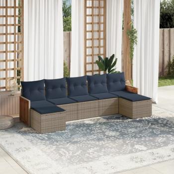 ARDEBO.de - 7-teiliges Gartensofa-Set mit Kissen, grau, Polyrattan