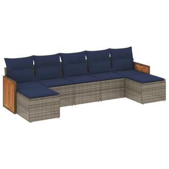 7-teiliges Gartensofa-Set mit Kissen, grau, Polyrattan