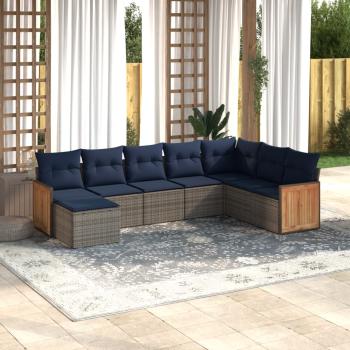 ARDEBO.de - 8-teiliges Gartensofa-Set mit Kissen, grau, Polyrattan