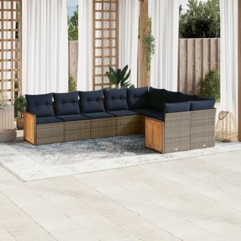 ARDEBO.de - 9-teiliges Gartensofa-Set mit Kissen, grau, Polyrattan