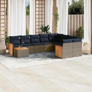 ARDEBO.de - 10-teiliges Gartensofa-Set mit Kissen, grau, Polyrattan