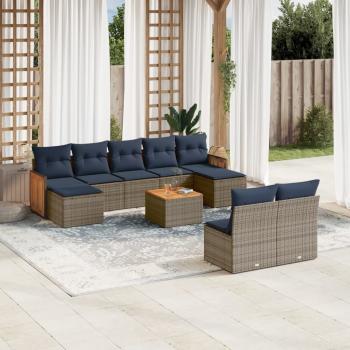 ARDEBO.de - 10-teiliges Gartensofa-Set mit Kissen, grau, Polyrattan