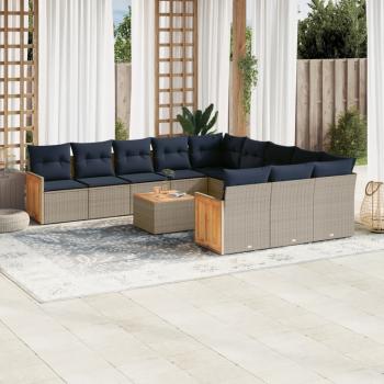 ARDEBO.de - 12-teiliges Gartensofa-Set mit Kissen, grau, Polyrattan