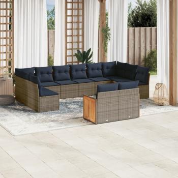ARDEBO.de - 12-teiliges Gartensofa-Set mit Kissen, grau, Polyrattan