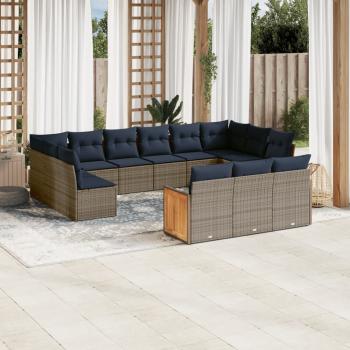 ARDEBO.de - 13-teiliges Gartensofa-Set mit Kissen, grau, Polyrattan