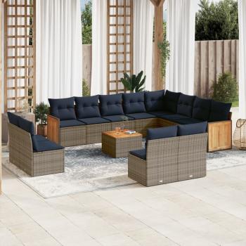 ARDEBO.de - 13-teiliges Gartensofa-Set mit Kissen, grau, Polyrattan