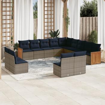 ARDEBO.de - 13-teiliges Gartensofa-Set mit Kissen, grau, Polyrattan
