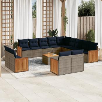 ARDEBO.de - 14-teiliges Gartensofa-Set mit Kissen, grau, Polyrattan