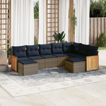 ARDEBO.de - 9-teiliges Gartensofa-Set mit Kissen, grau, Polyrattan