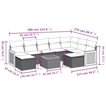 10-teiliges Gartensofa-Set mit Kissen, grau, Polyrattan