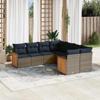 ARDEBO.de - 8-teiliges Gartensofa-Set mit Kissen, grau, Polyrattan
