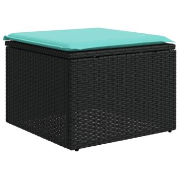 11-teiliges Gartensofa-Set mit Kissen, schwarzes Polyrattan