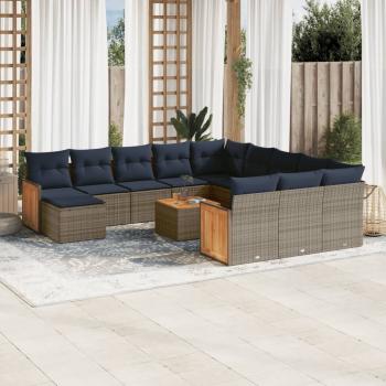 ARDEBO.de - 13-teiliges Gartensofa-Set mit Kissen, grau, Polyrattan