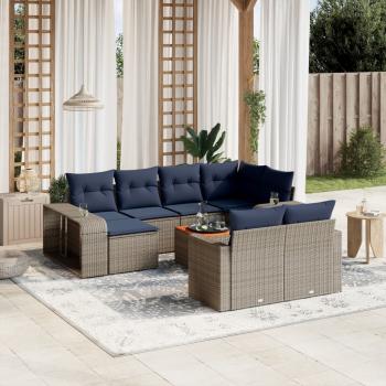 ARDEBO.de - 11-teiliges Gartensofa-Set mit Kissen, grau, Polyrattan