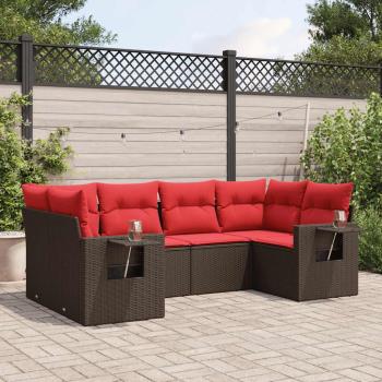 ARDEBO.de - 6-teiliges Gartensofa-Set mit Kissen, braun, Polyrattan