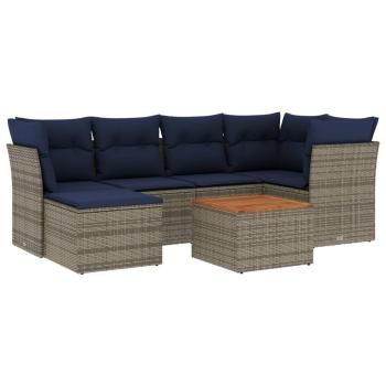 ARDEBO.de - 7-teiliges Gartensofa-Set mit Kissen, grau, Polyrattan