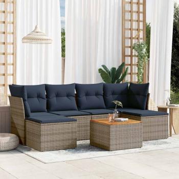 ARDEBO.de - 7-teiliges Gartensofa-Set mit Kissen, grau, Polyrattan