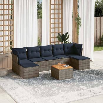 ARDEBO.de - 8-teiliges Gartensofa-Set mit Kissen, grau, Polyrattan
