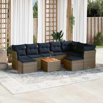 ARDEBO.de - 10-teiliges Gartensofa-Set mit Kissen, grau, Polyrattan
