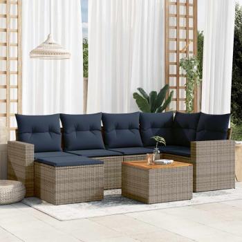 ARDEBO.de - 7-teiliges Gartensofa-Set mit Kissen, grau, Polyrattan