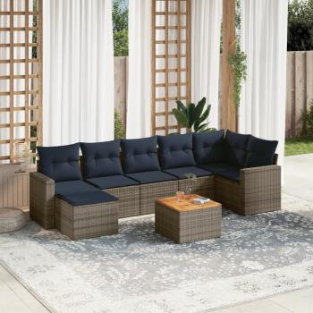ARDEBO.de - 8-teiliges Gartensofa-Set mit Kissen, grau, Polyrattan