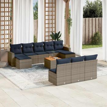 ARDEBO.de - 11-teiliges Gartensofa-Set mit Kissen, grau, Polyrattan