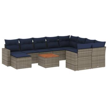11-teiliges Gartensofa-Set mit Kissen, grau, Polyrattan