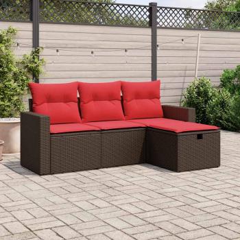 ARDEBO.de - 4-teiliges Gartensofa-Set mit Kissen, braun, Polyrattan