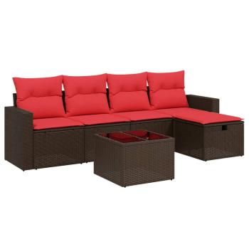 ARDEBO.de - 6-teiliges Gartensofa-Set mit Kissen, braun, Polyrattan