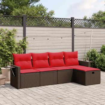 ARDEBO.de - 5-teiliges Gartensofa-Set mit Kissen, braun, Polyrattan