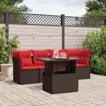 ARDEBO.de - 5-teiliges Gartensofa-Set mit Kissen, braun, Polyrattan