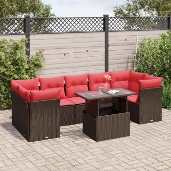 ARDEBO.de - 8-teiliges Gartensofa-Set mit Kissen, braun, Polyrattan