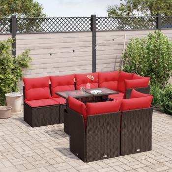 ARDEBO.de - 8-teiliges Gartensofa-Set mit Kissen, braun, Polyrattan